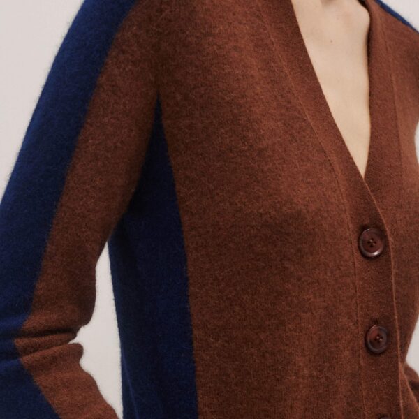 Me + Em Contrast Cardigan – luxury British Brown in Me and Em exclusively at Coveti