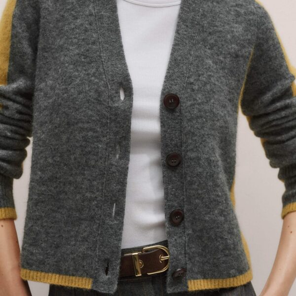 Me and Em Contrast Cardigan – luxury British Grey in Me and Em exclusively at Coveti
