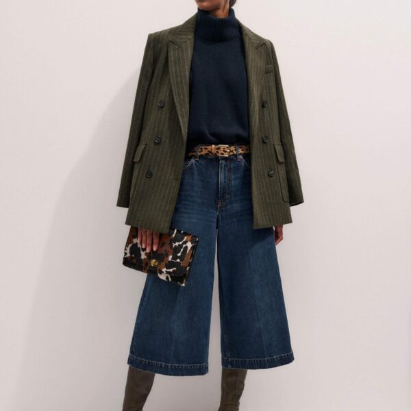 Me + Em Crease-Front Culotte – luxury British Blue in Me and Em exclusively at Coveti