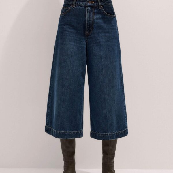Me and Em Crease-Front Culotte – luxury British Blue in Me and Em exclusively at Coveti