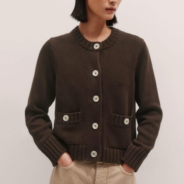 Me and Em Crop Cardigan – luxury British Brown in Me and Em exclusively at Coveti