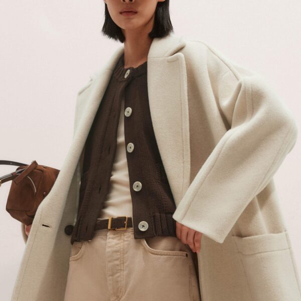 Me + Em Crop Cardigan – luxury British Brown in Me and Em exclusively at Coveti