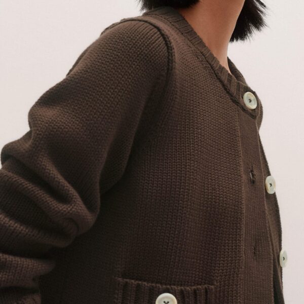 Me and Em Crop Cardigan – luxury British Brown in Me and Em exclusively at Coveti