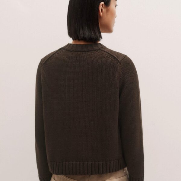 Me + Em Crop Cardigan – luxury British Brown in Me and Em exclusively at Coveti