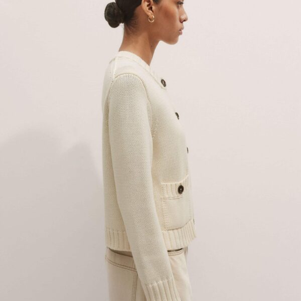 Me + Em Crop Cardigan – luxury British Ivory in Me and Em exclusively at Coveti