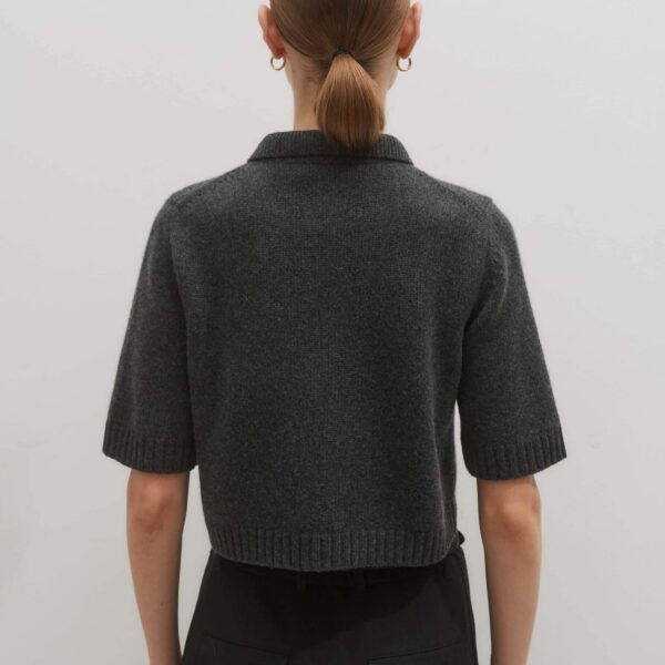 Me and Em Crop Knit Jacket – luxury British Grey in Me and Em exclusively at Coveti
