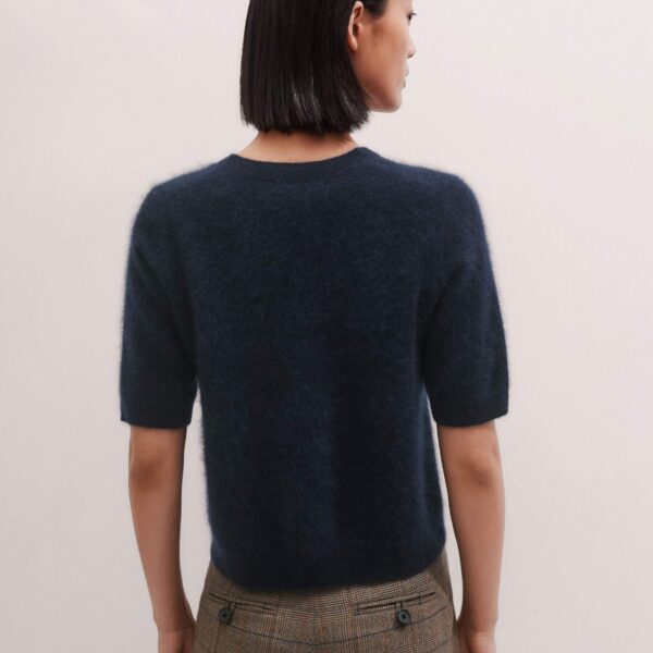 Me and Em Crop Knit Tee – luxury British Blue in Me and Em exclusively at Coveti