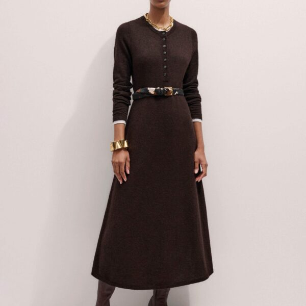 Me and Em Double-Layer Knit Dress – luxury British Brown in Me and Em exclusively at Coveti