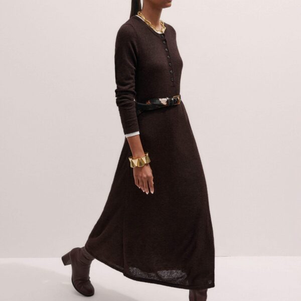 Me and Em Double-Layer Knit Dress – luxury British Brown in Me and Em exclusively at Coveti