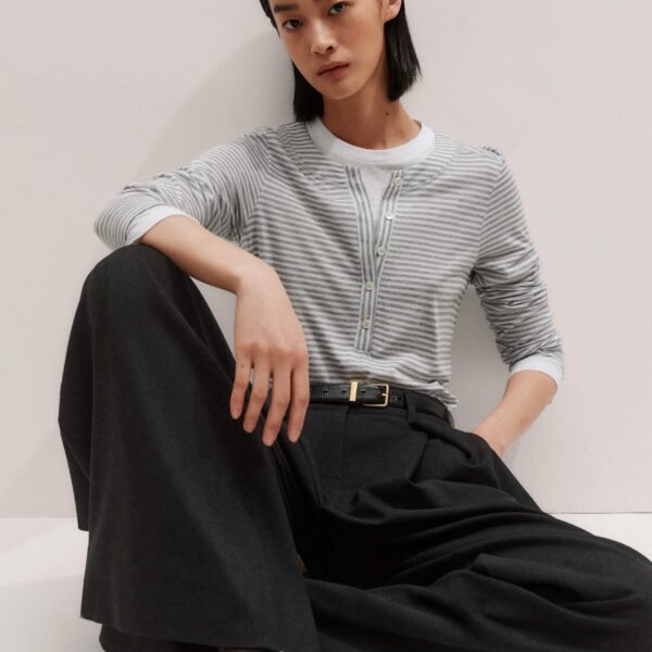 Me + Em Double Layer Top – luxury British Grey in Me and Em exclusively at Coveti