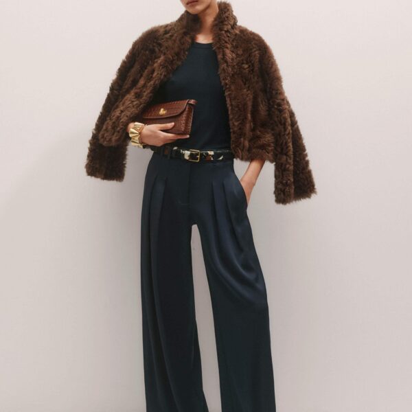 Me and Em Double Pleat Pant – luxury British Blue in Me and Em exclusively at Coveti