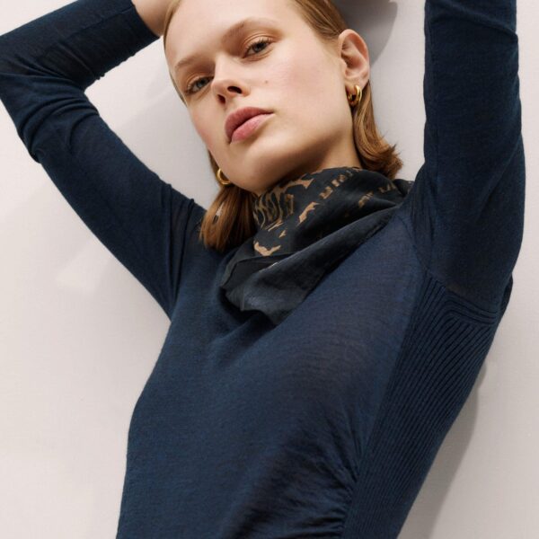 Me and Em Draped Knit Top – luxury British Blue in Me and Em exclusively at Coveti
