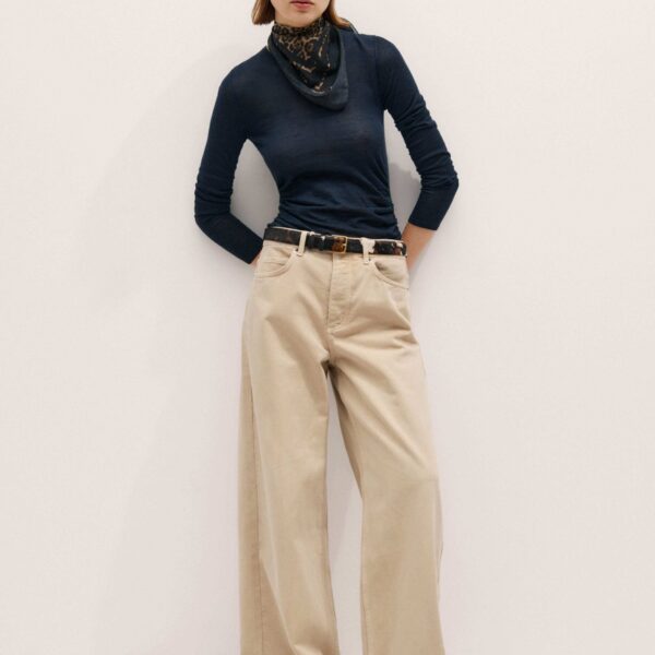 Me + Em Draped Knit Top – luxury British Blue in Me and Em exclusively at Coveti