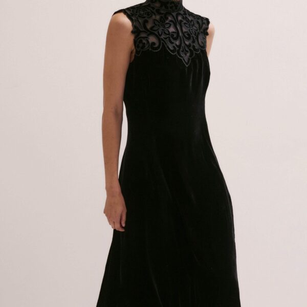 Me and Em Embroidered Midi Dress – luxury British Black in Me and Em exclusively at Coveti