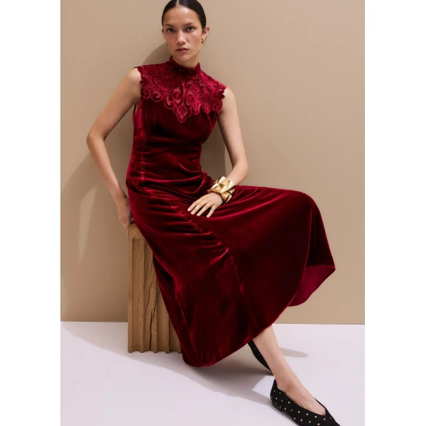 Me and Em Embroidered Midi Dress, view 6