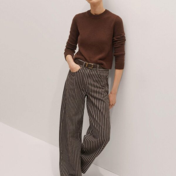 Me + Em Essential Crew Jumper – luxury British Brown in Me and Em exclusively at Coveti