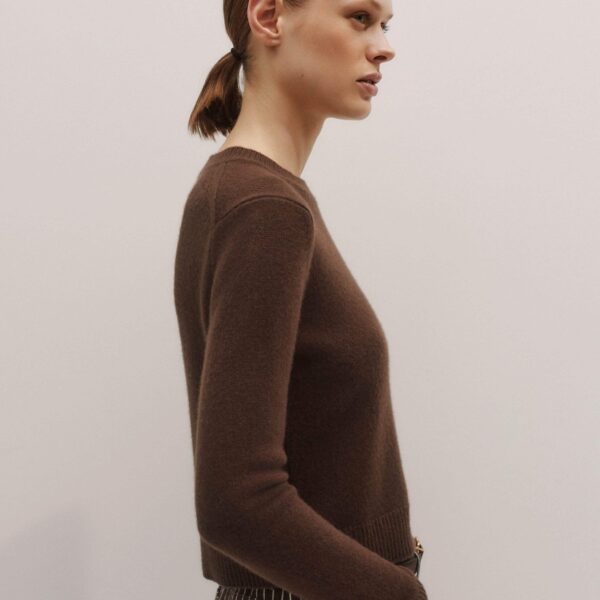 Me + Em Essential Crew Jumper – luxury British Brown in Me and Em exclusively at Coveti