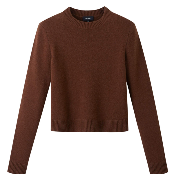 Me and Em Essential Crew Sweater – luxury British Brown in Me and Em exclusively at Coveti