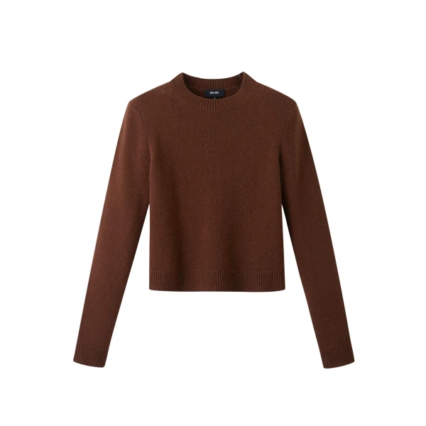 Me and Em Essential Crew Sweater – luxury British Brown in Me and Em exclusively at Coveti
