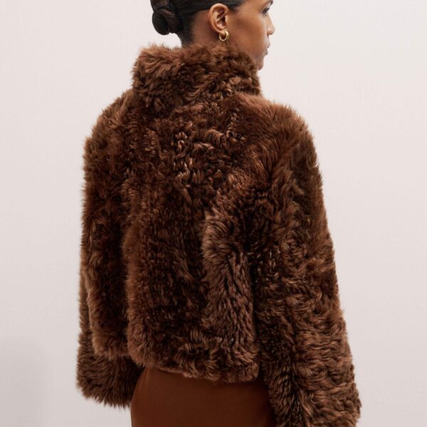 Me + Em Evening Crop Jacket – luxury British Brown in Me and Em exclusively at Coveti