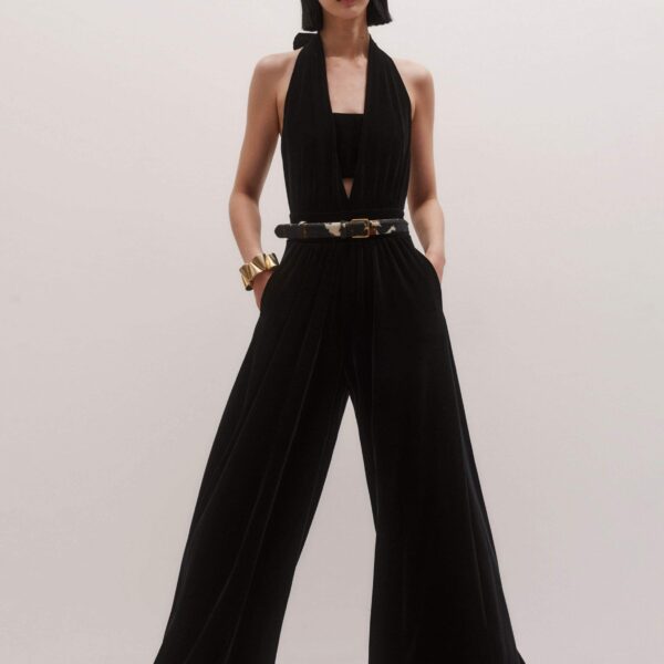 Me and Em Evening Jumpsuit – luxury British Black in Me and Em exclusively at Coveti