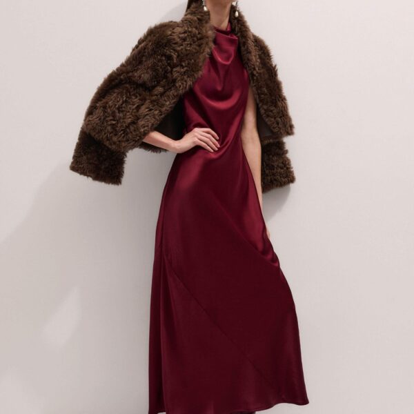Me + Em Evening Maxi Dress – luxury British Red in Me and Em exclusively at Coveti