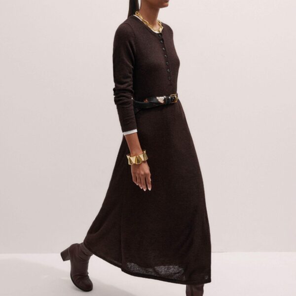 Me + Em Faux Layer Maxi Dress – luxury British Brown in Me and Em exclusively at Coveti