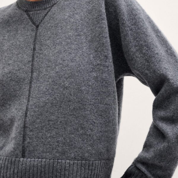 Me + Em Felted Knit Sweatshirt – luxury British Grey in Me and Em exclusively at Coveti