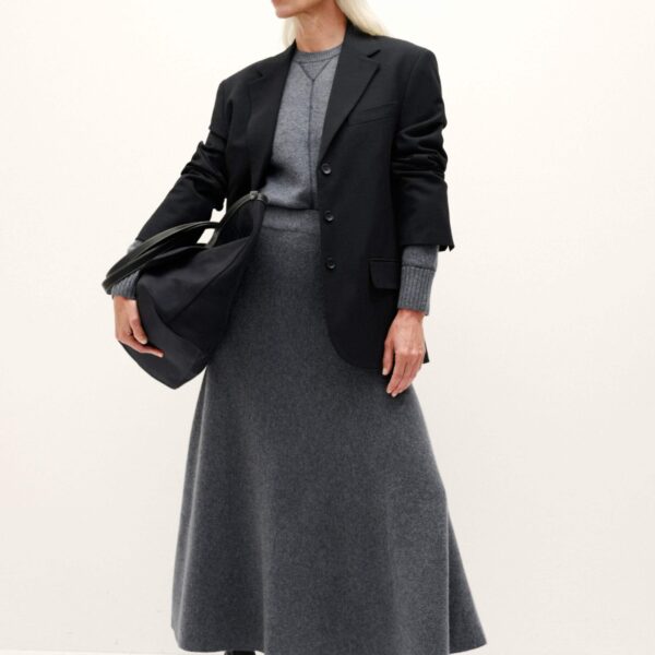 Me + Em Felted Knit Sweatshirt – luxury British Grey in Me and Em exclusively at Coveti