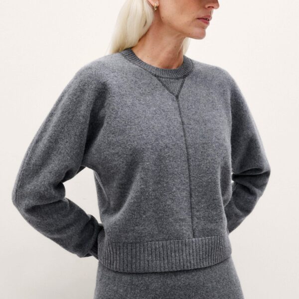 Me + Em Felted Knit Sweatshirt – luxury British Grey in Me and Em exclusively at Coveti