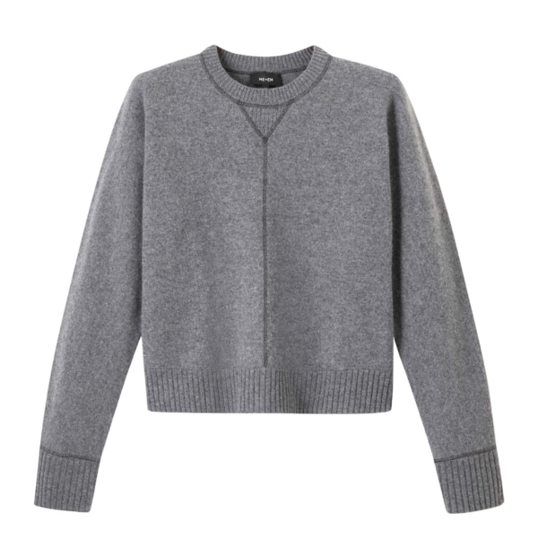 Me and Em Felted Knit Sweatshirt – luxury British Grey in Me and Em exclusively at Coveti