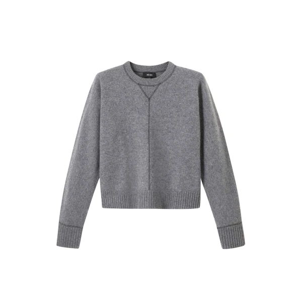 Me and Em Felted Knit Sweatshirt – luxury British Grey in Me and Em exclusively at Coveti