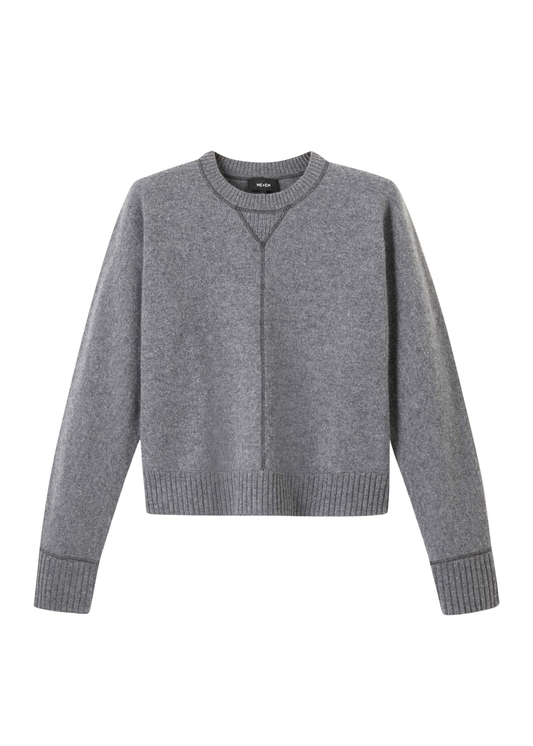 Me and Em Felted Knit Sweatshirt – luxury British Grey in Me and Em exclusively at Coveti