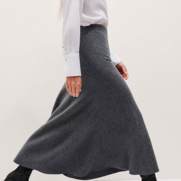 Me + Em Felted Maxi Skirt – luxury British Grey in Me and Em exclusively at Coveti