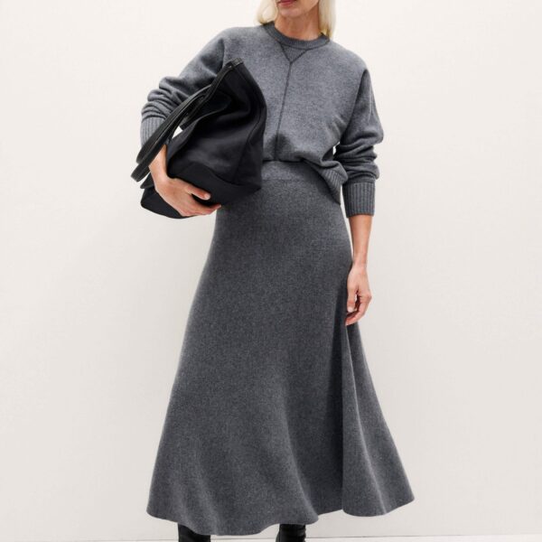 Me + Em Felted Maxi Skirt – luxury British Grey in Me and Em exclusively at Coveti