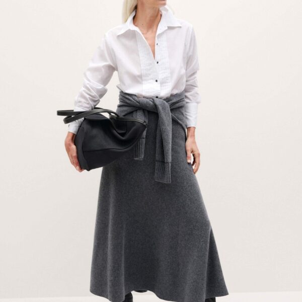 Me + Em Felted Maxi Skirt – luxury British Grey in Me and Em exclusively at Coveti