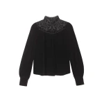 Me and Em Fluid Embroidered Top – luxury British Black in Me and Em exclusively at Coveti