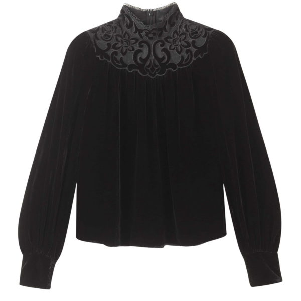 Me and Em Fluid Embroidered Top – luxury British Black in Me and Em exclusively at Coveti