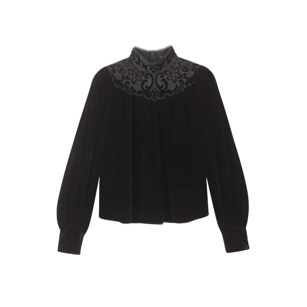 Me and Em Fluid Embroidered Top – luxury British Black in Me and Em exclusively at Coveti