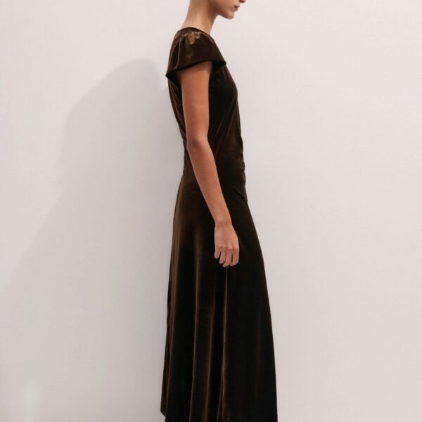 Me and Em Fluid Maxi Dress – luxury British Brown in Me and Em exclusively at Coveti