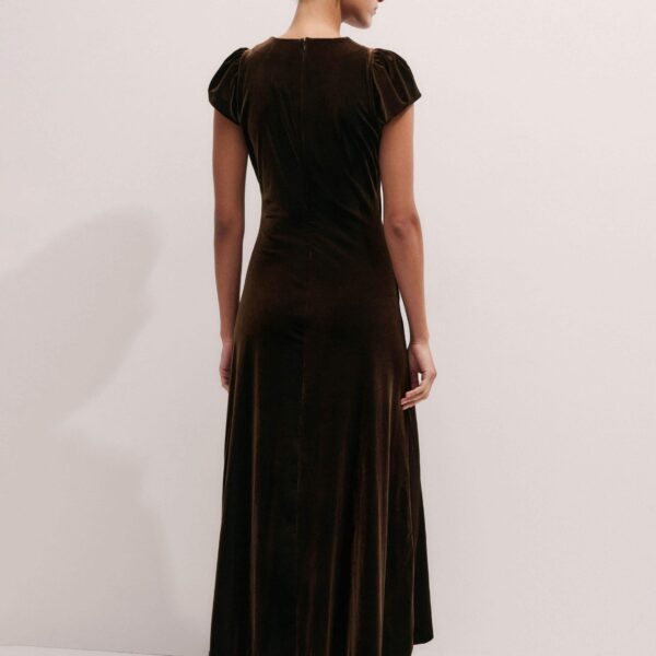 Me + Em Fluid Maxi Dress – luxury British Brown in Me and Em exclusively at Coveti