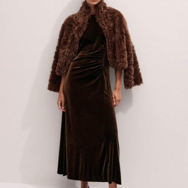 Me and Em Fluid Maxi Dress – luxury British Brown in Me and Em exclusively at Coveti