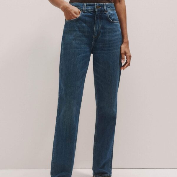 Me + Em Full-Length Straight Jean – luxury British Blue in Me and Em exclusively at Coveti