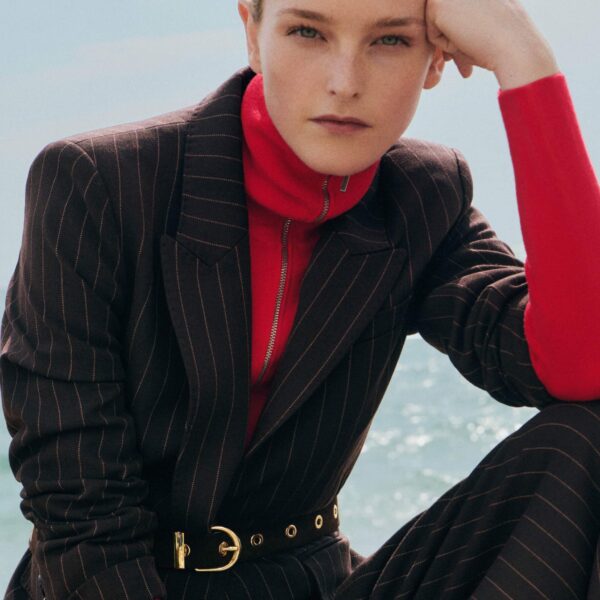 Me and Em Half Zip Jumper – luxury British Red in Me and Em exclusively at Coveti