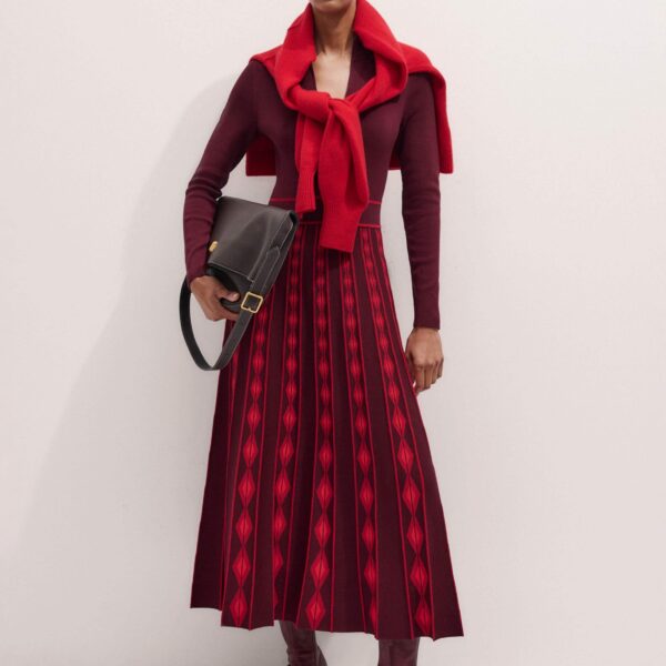 Me and Em Half Zip Maxi Dress – luxury British Red in Me and Em exclusively at Coveti