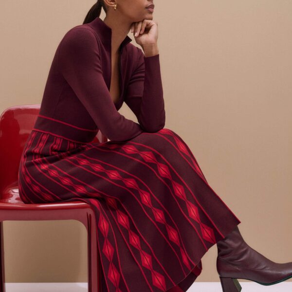 Me and Em Half Zip Maxi Dress – luxury British Red in Me and Em exclusively at Coveti