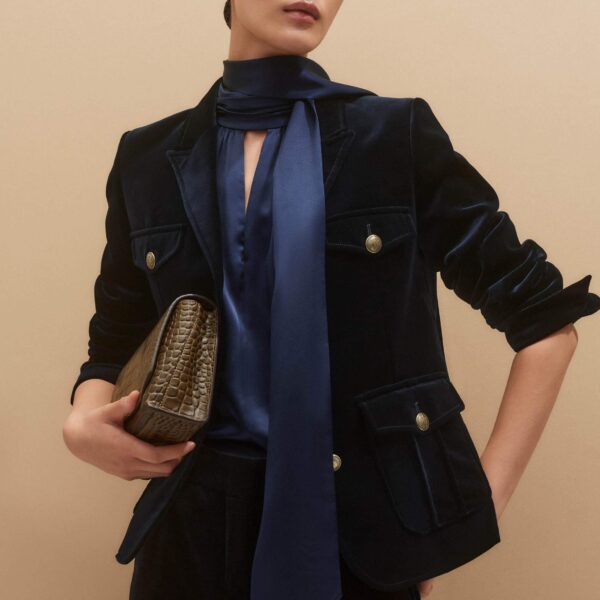 Me and Em Halterneck Top + Tie – luxury British Blue in Me and Em exclusively at Coveti