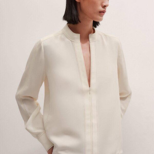 Me and Em High Neck Blouse + Tie – luxury British Ivory in Me and Em exclusively at Coveti