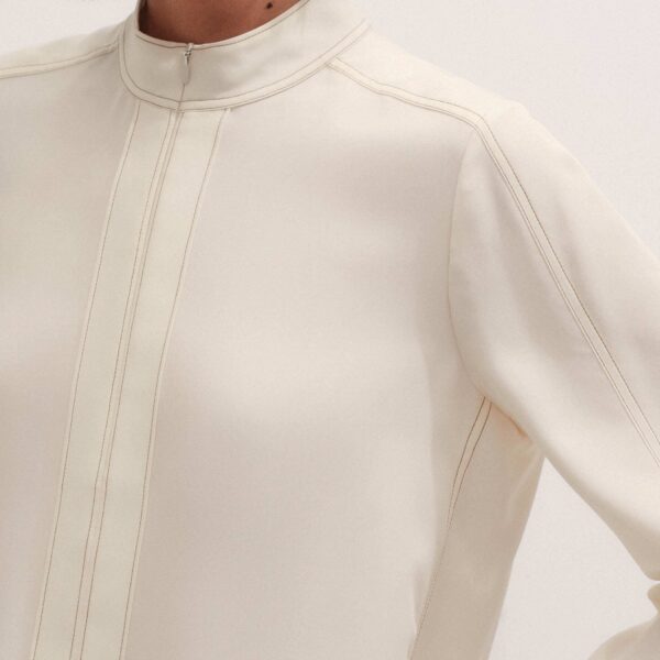 Me + Em High Neck Blouse + Tie – luxury British Ivory in Me and Em exclusively at Coveti