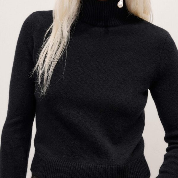 Me + Em High Neck Crop Jumper – luxury British Black in Me and Em exclusively at Coveti